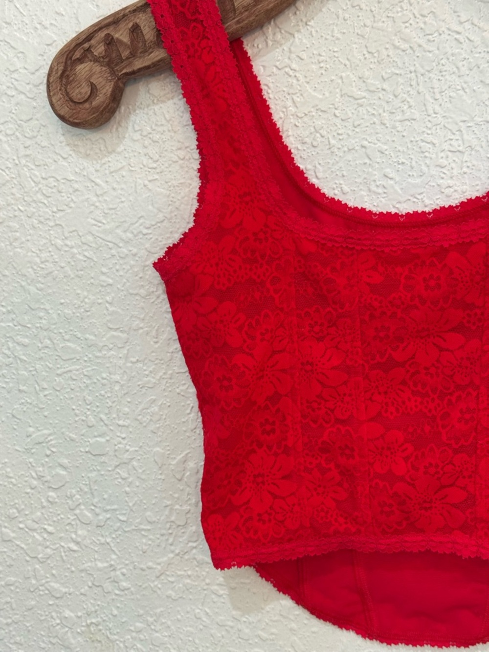 PINK Victoria's Secret Red Floral Lace Tank Top - Picture 7 of 7